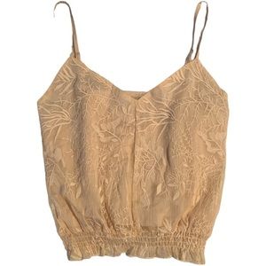 BISHOP+ YOUNG Blush Embroidered Camisole Smocked Hem Small
